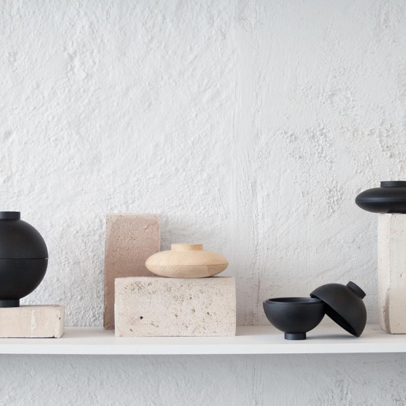 Wooden Sphere | Black-Storage Decor-agos - co