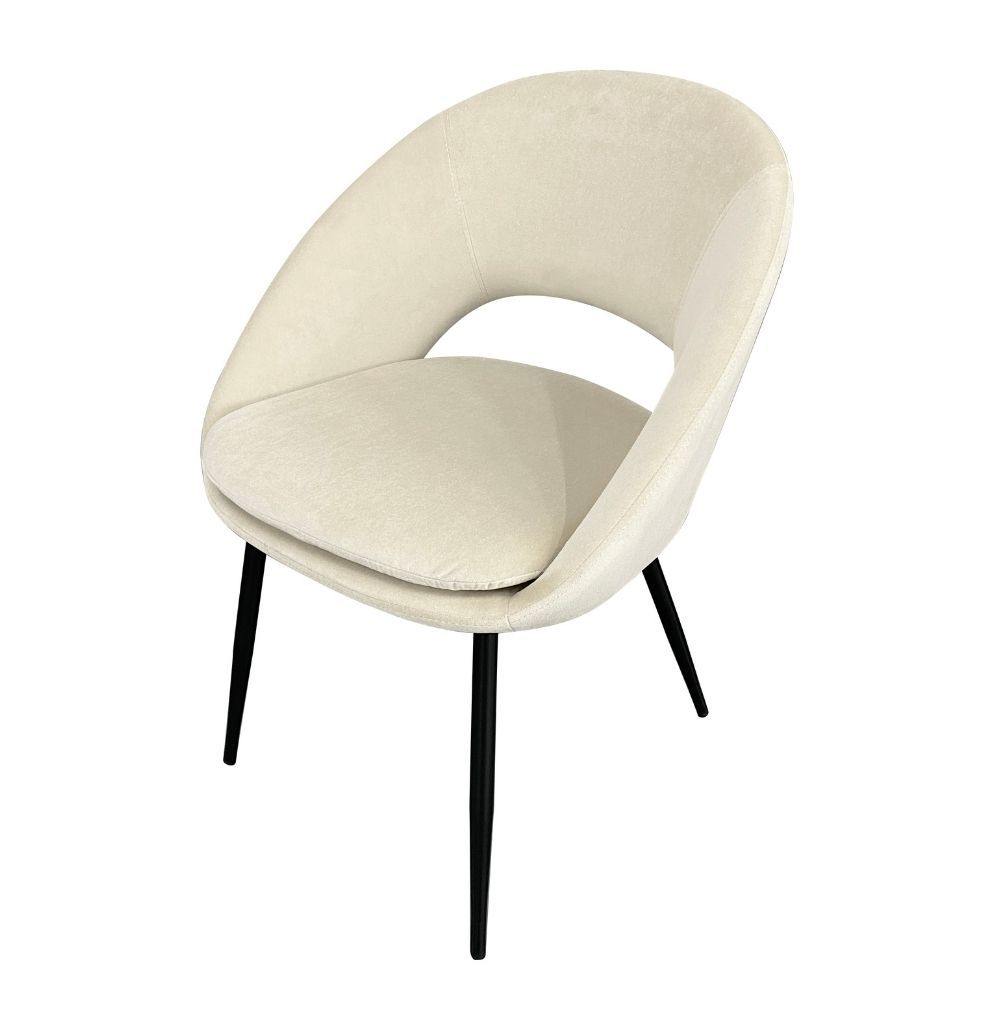 Set of 2 Velvet Dining Chairs | Kristin Beige | Kristin Collection | agos - co