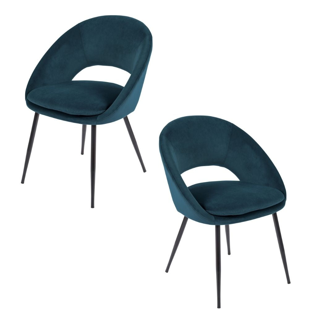 Velvet Dining Chairs | Set of 2 | Teal