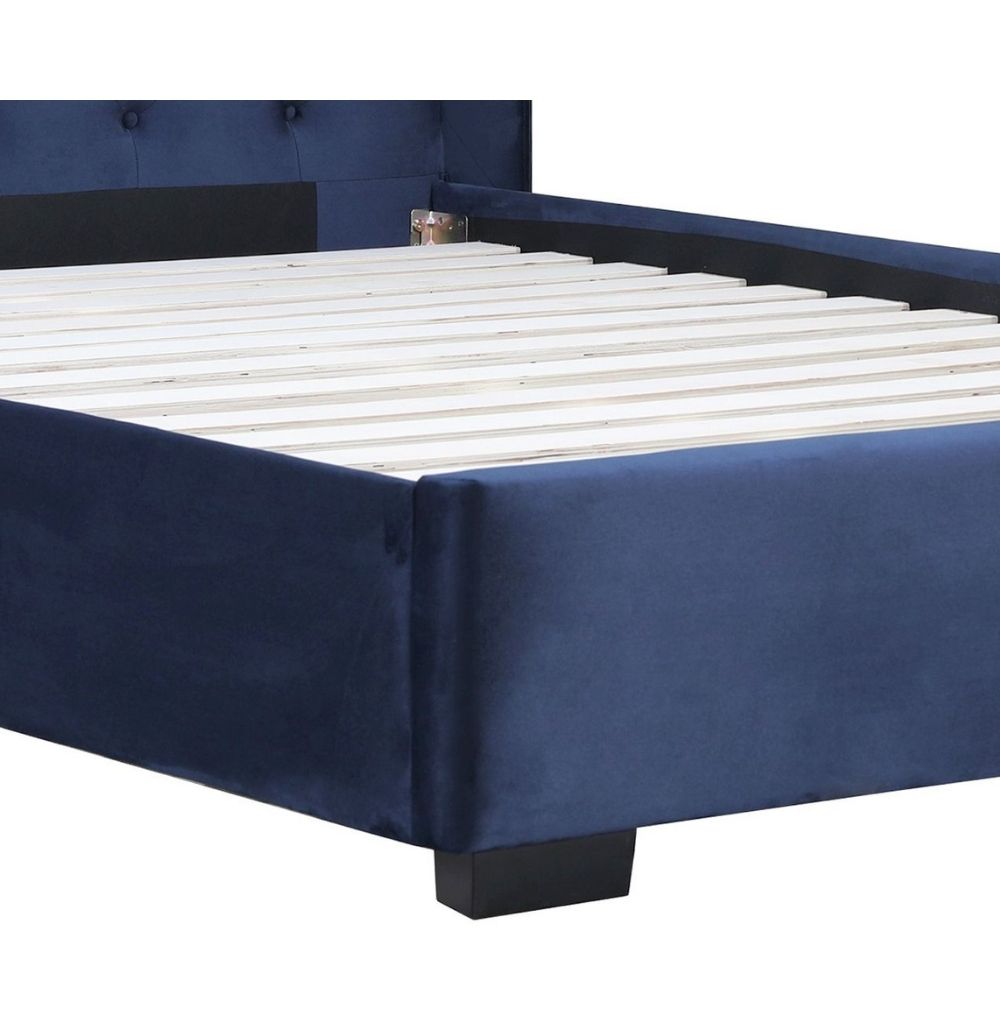 Upholstered Queen Size Bed Frame | Patrice Midnight Blue