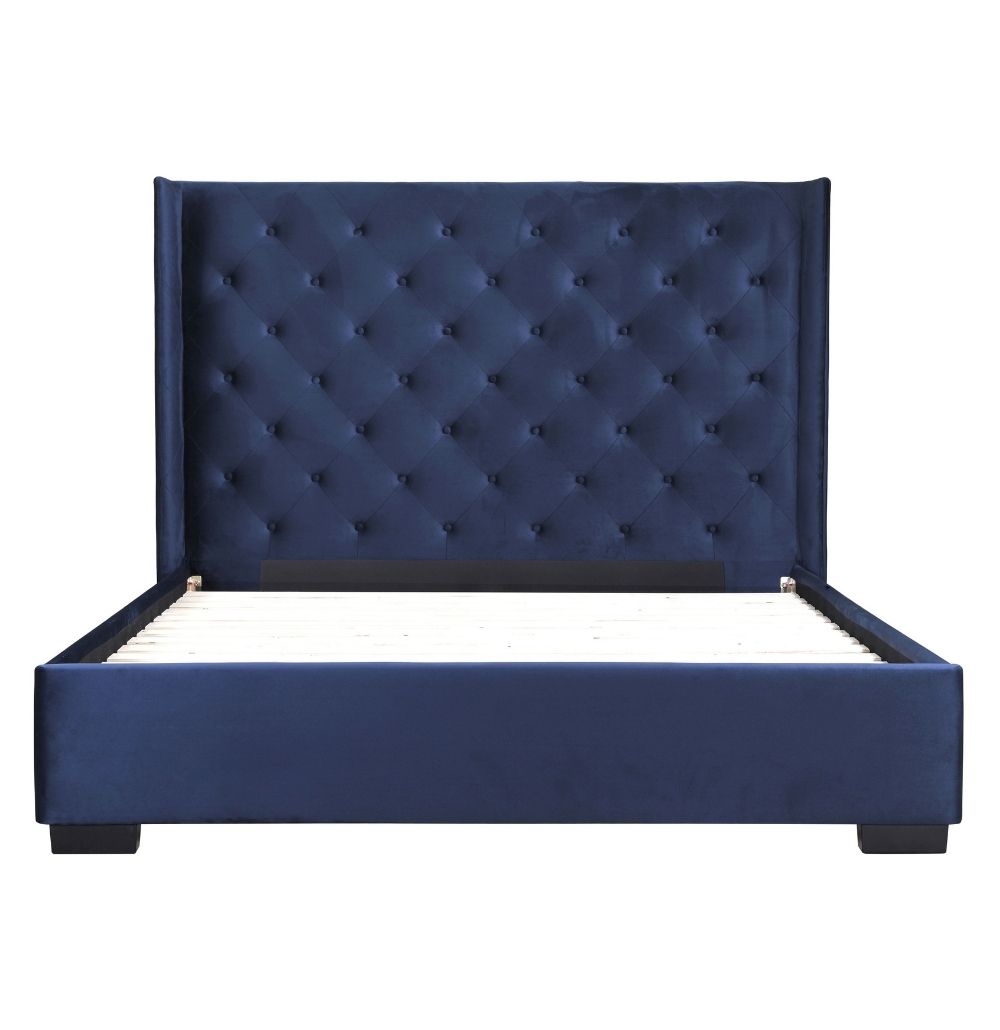 Upholstered Queen Size Bed Frame | Patrice Midnight Blue