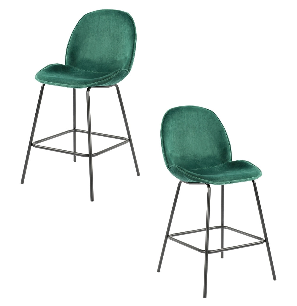 Velvet Counter Stools | Set of 2 | Green