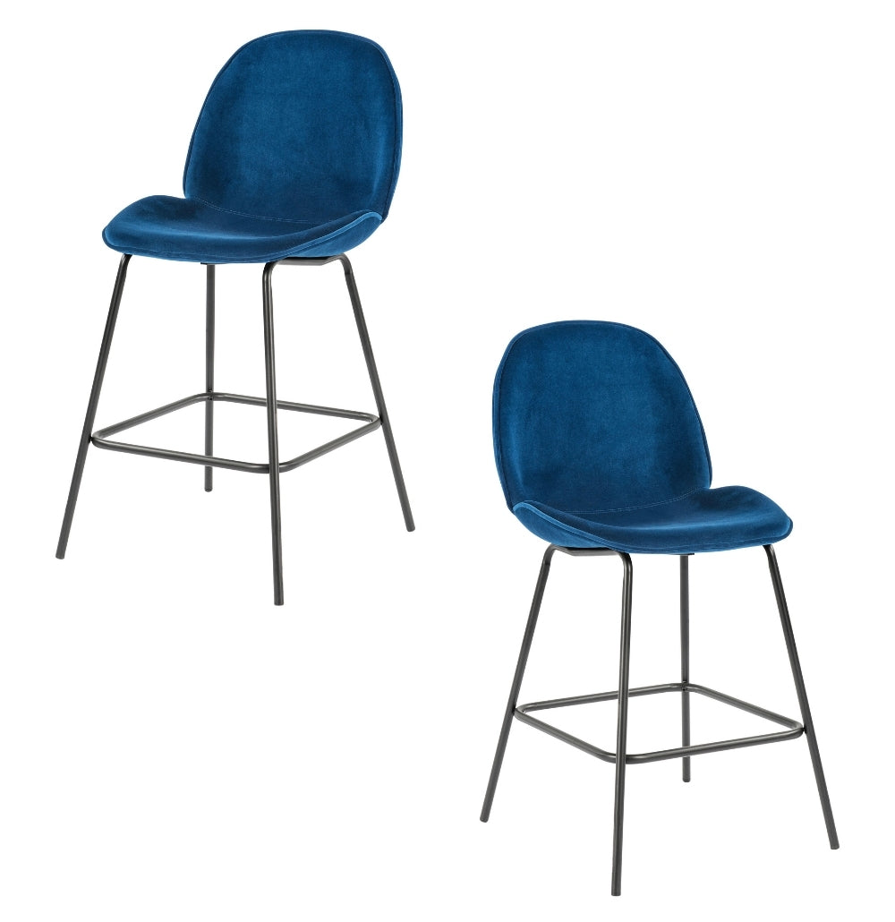 Velvet Counter Stools | Set of 2 | Midnight Blue