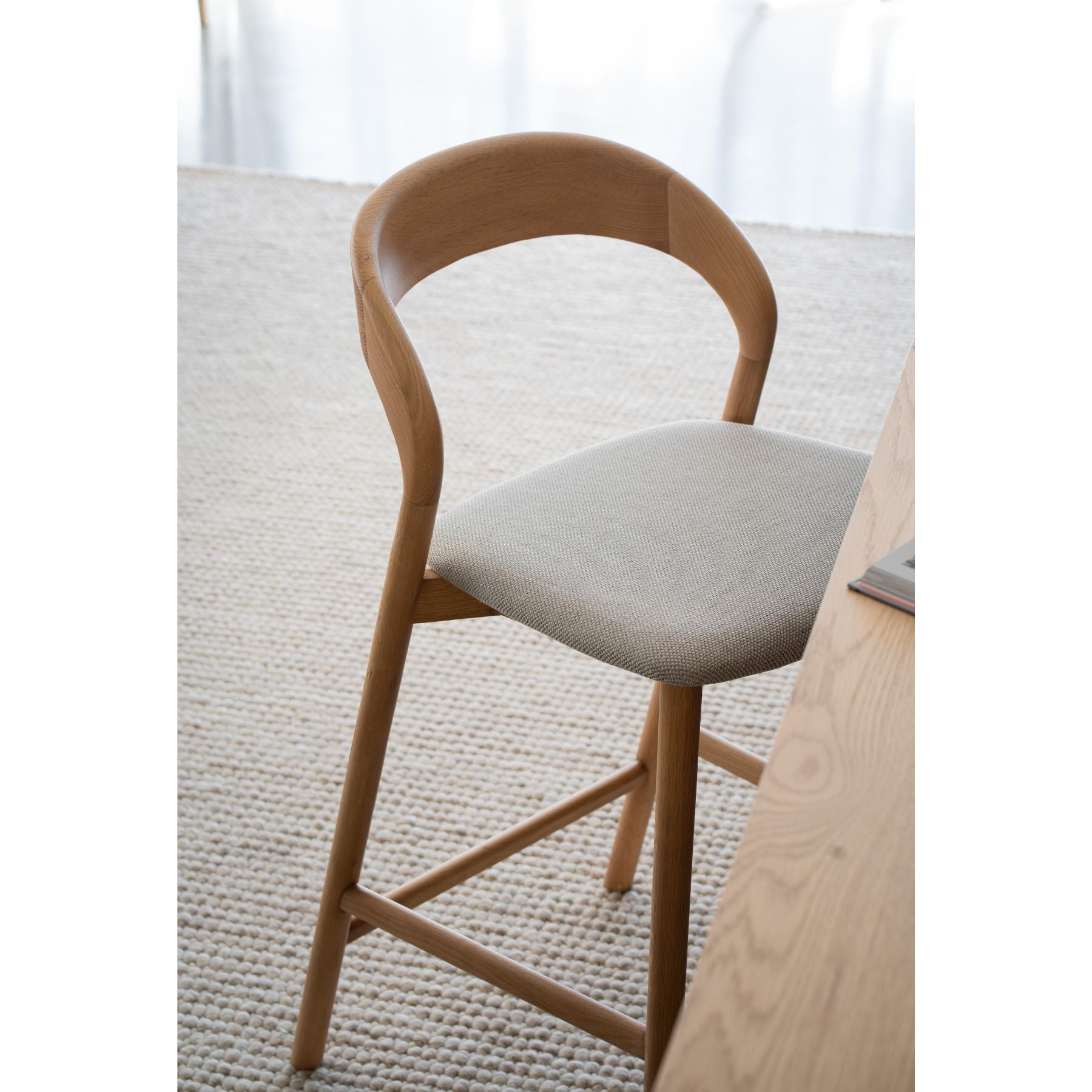 Harold Counter Stool| Natural Oak Fabric Seat