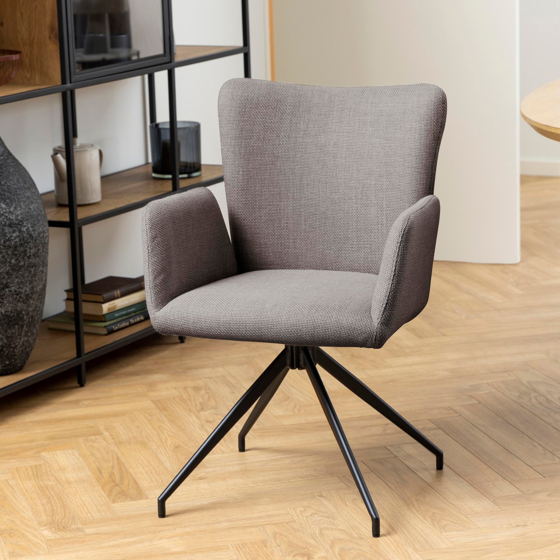 Simone Swivel Dining Chair | Light Grey-Brown