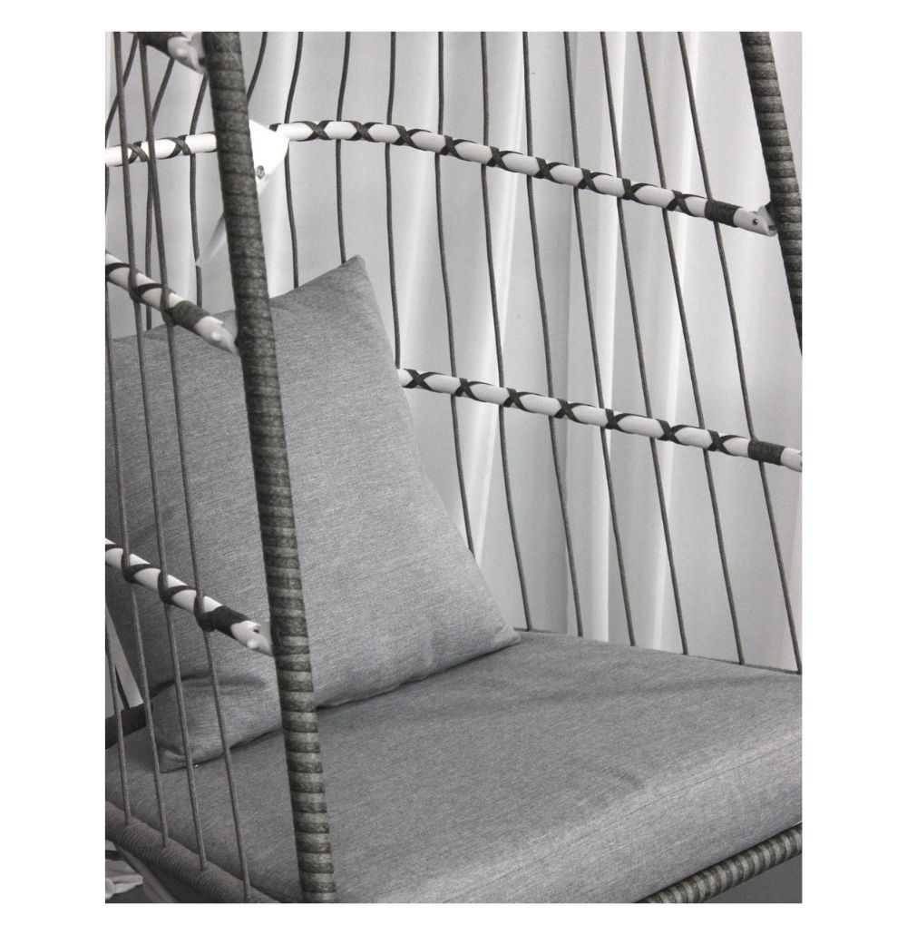 Folding Hanging Egg Chair | White & Grey