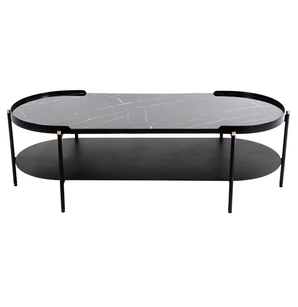 Oval Coffee Table | Steel with Marble