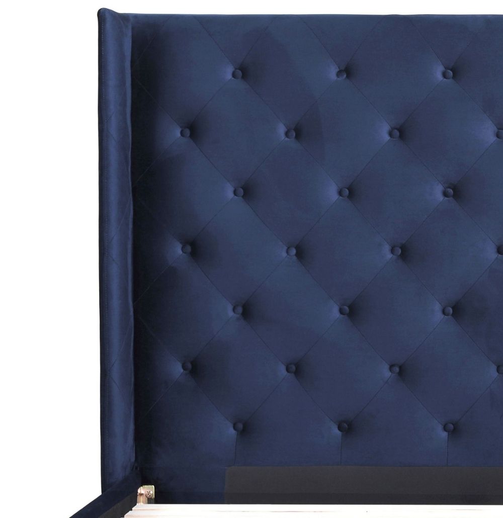Upholstered Queen Size Bed Frame | Patrice Midnight Blue