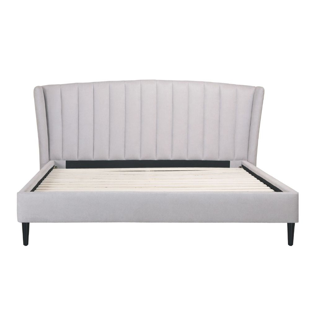 Upholstered King Size Bed Frame | Fleur Light Grey