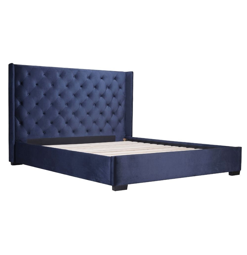 Upholstered King Size Bed Frame | Patrice Midnight Blue