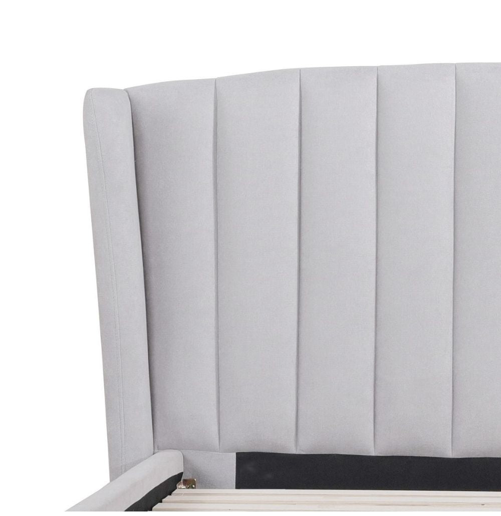 Upholstered King Size Bed Frame | Fleur Light Grey